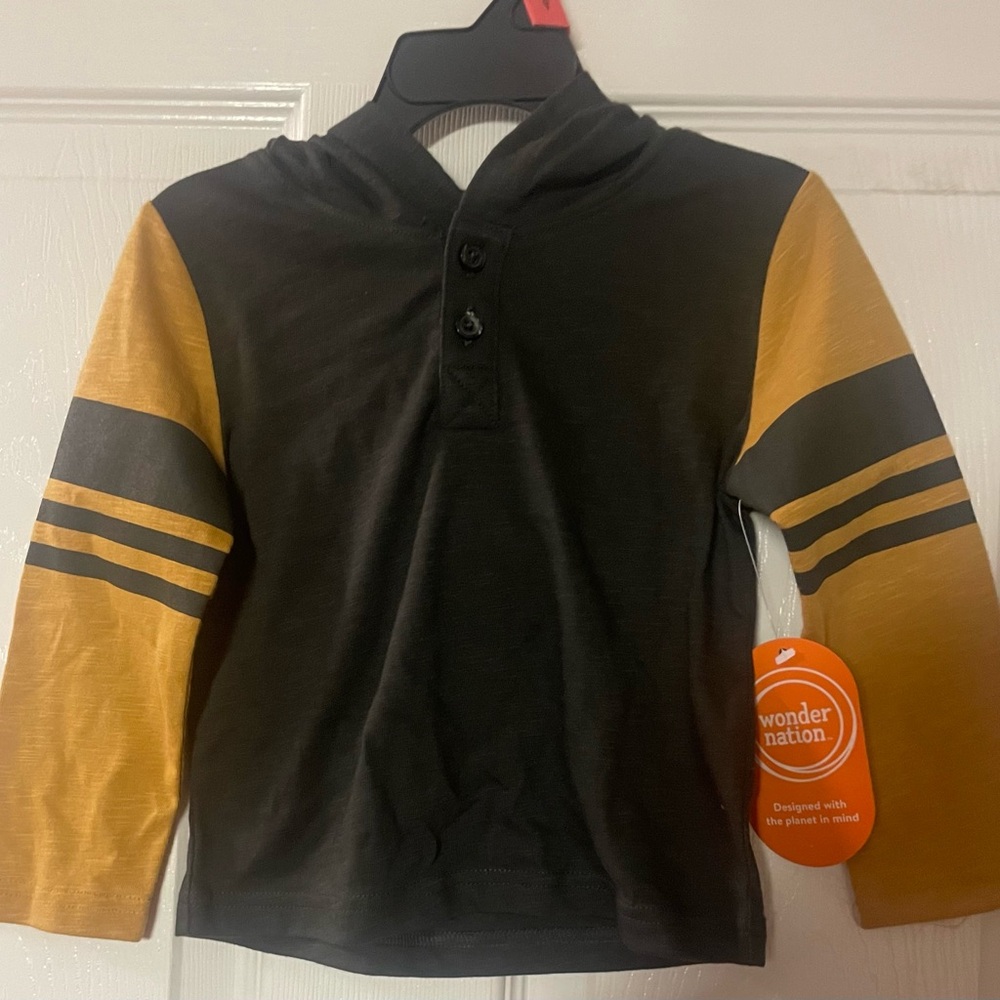 🔴3/$12 Wonder Nation Black and Gold Kids Hoodie! NWT! Size 2t!